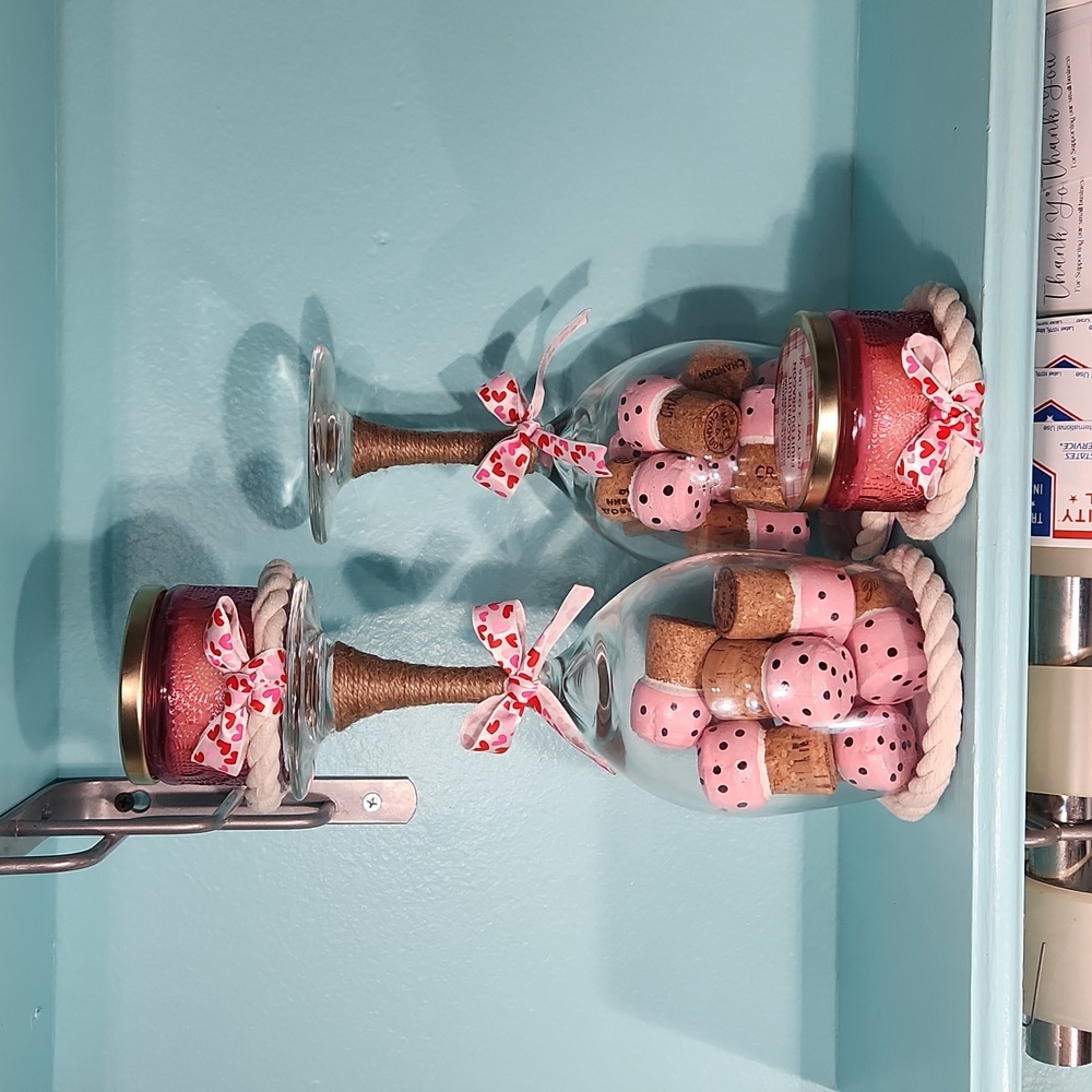 Valentine's Day Toadstool Candle Holders 2Set Black & Pink